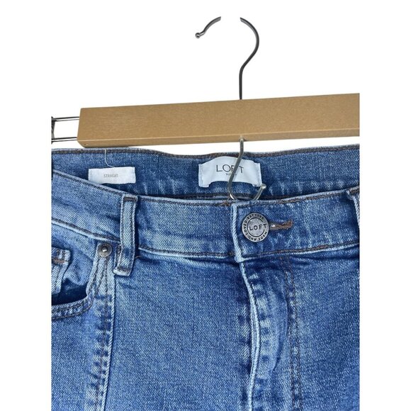 Loft Straight Leg Pintuck Seam Crease Jeans Casual 12 - Picture 4 of 11